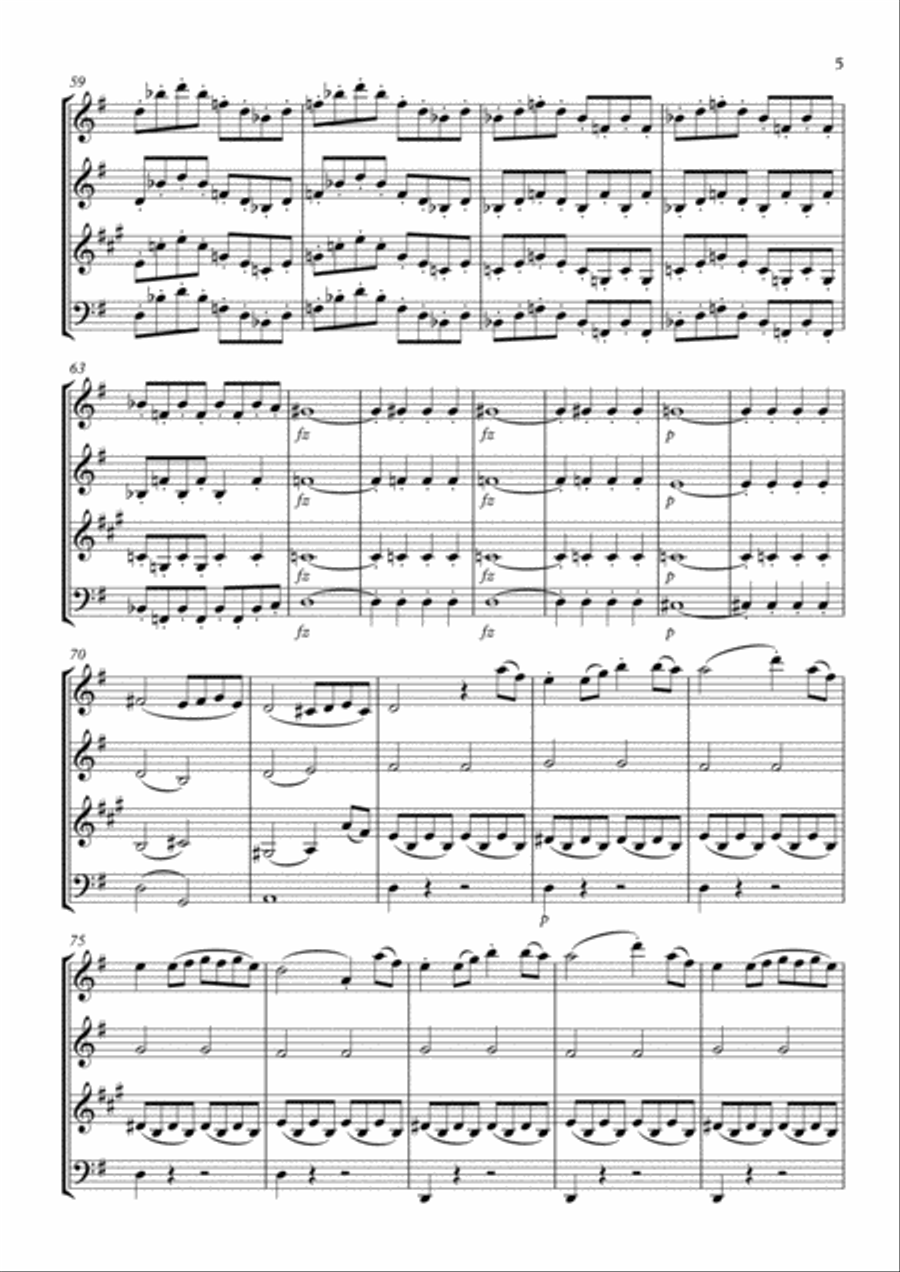 String Quartet in G major. Op.76.No.1 Woodwind Quartet scores gallery preview page 5
