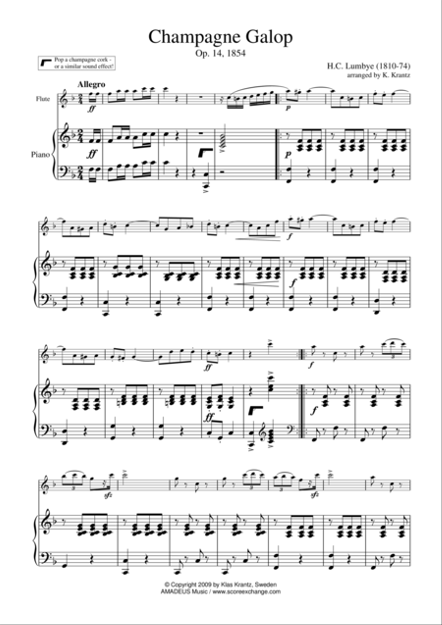 Champagne Galop for flute and piano Flute Solo scores gallery preview page 1