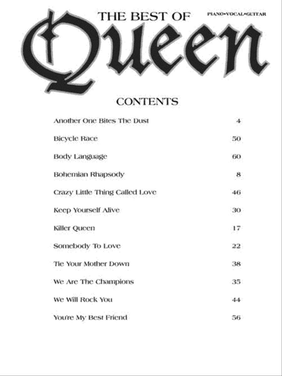 The Best of Queen Piano, Vocal, Guitar scores gallery preview page 4