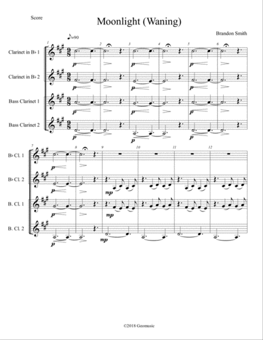 Moonlight (Waning) Woodwind Quartet scores gallery preview page 1