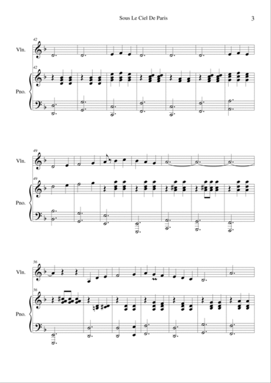 Sous Le Ciel De Paris (Sous Le Ciel De Paris OST)_D Minor Violin Solo scores gallery preview page 3