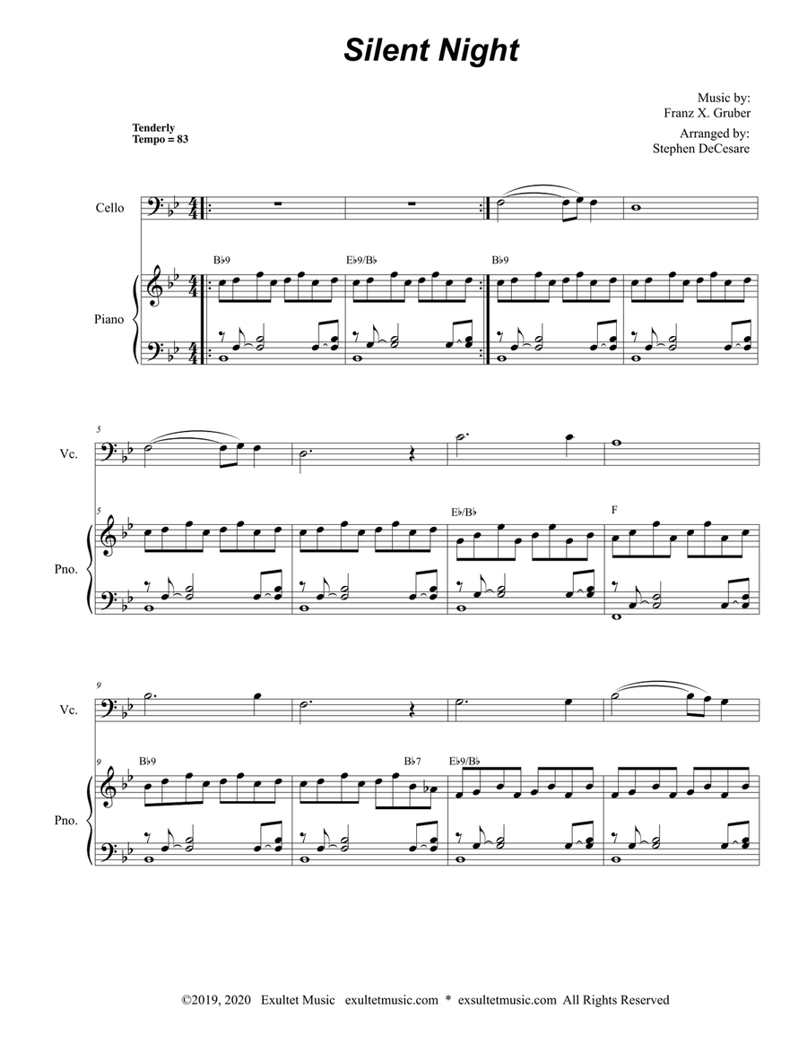 Silent Night (Cello solo and Piano) Piano scores gallery preview page 1