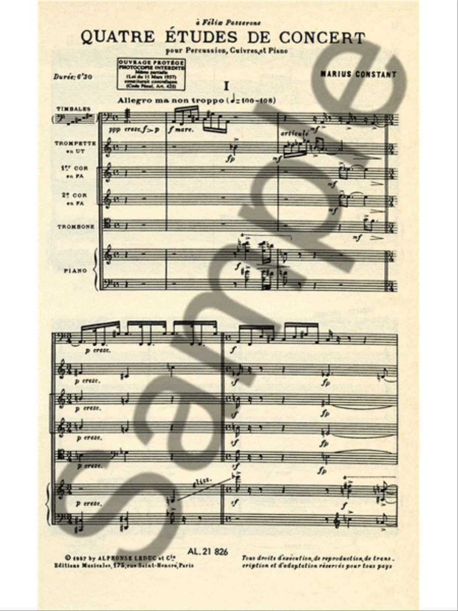 4 Etudes De Concert (percussion & Other Instrument(s)) Percussion scores gallery preview page 2