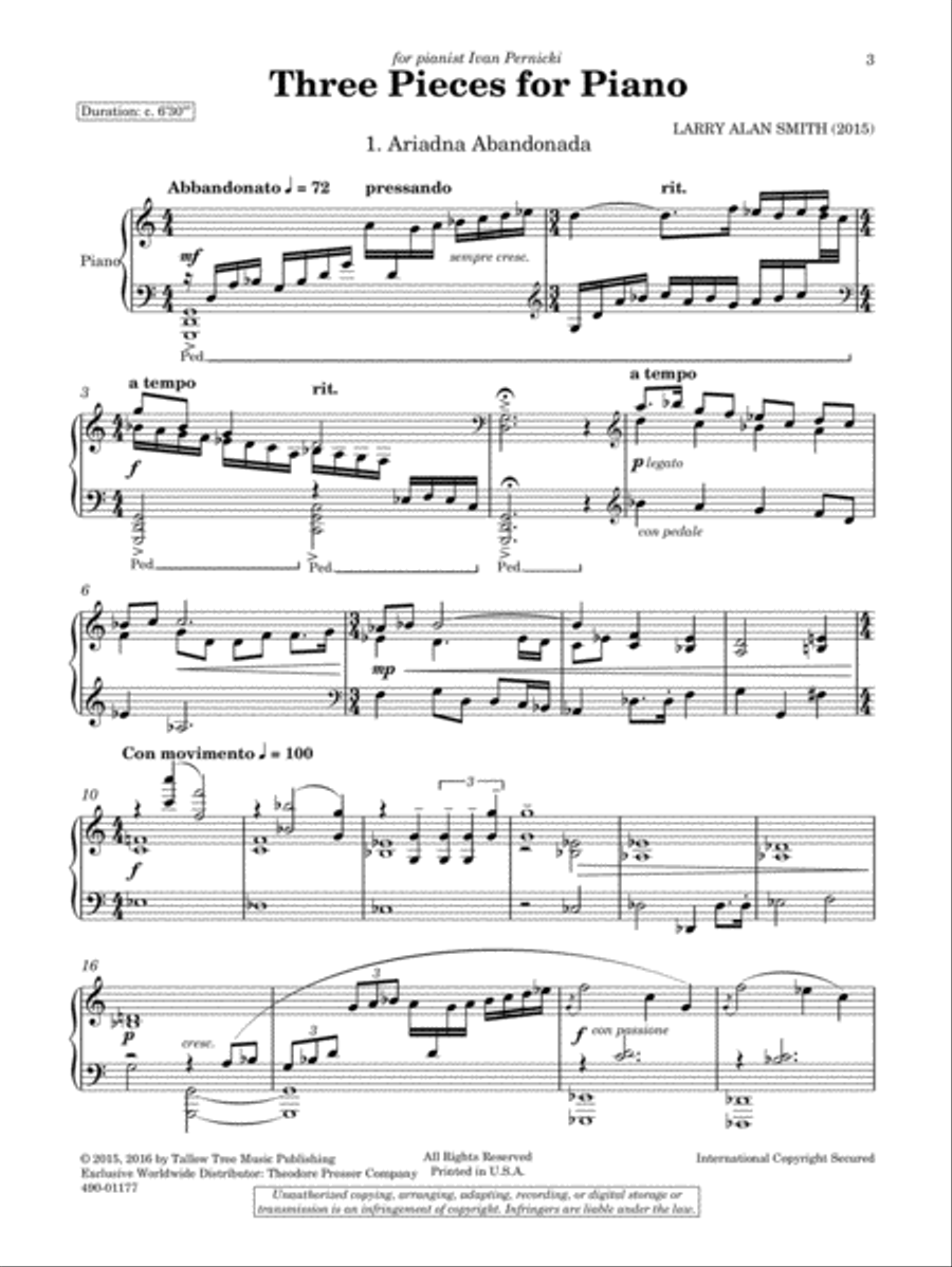 Three Pieces for Piano Piano Solo scores gallery preview page 2