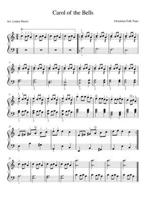 Carol of the Bells Easy Piano Solo (Grade 2)