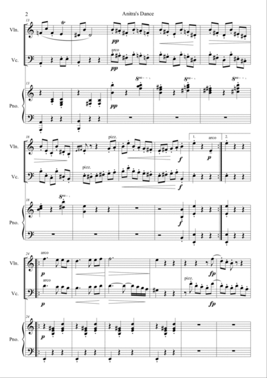 Peer Gynt, Suite No.1, Op. 46, Anitra's Dance Piano Trio scores gallery preview page 2
