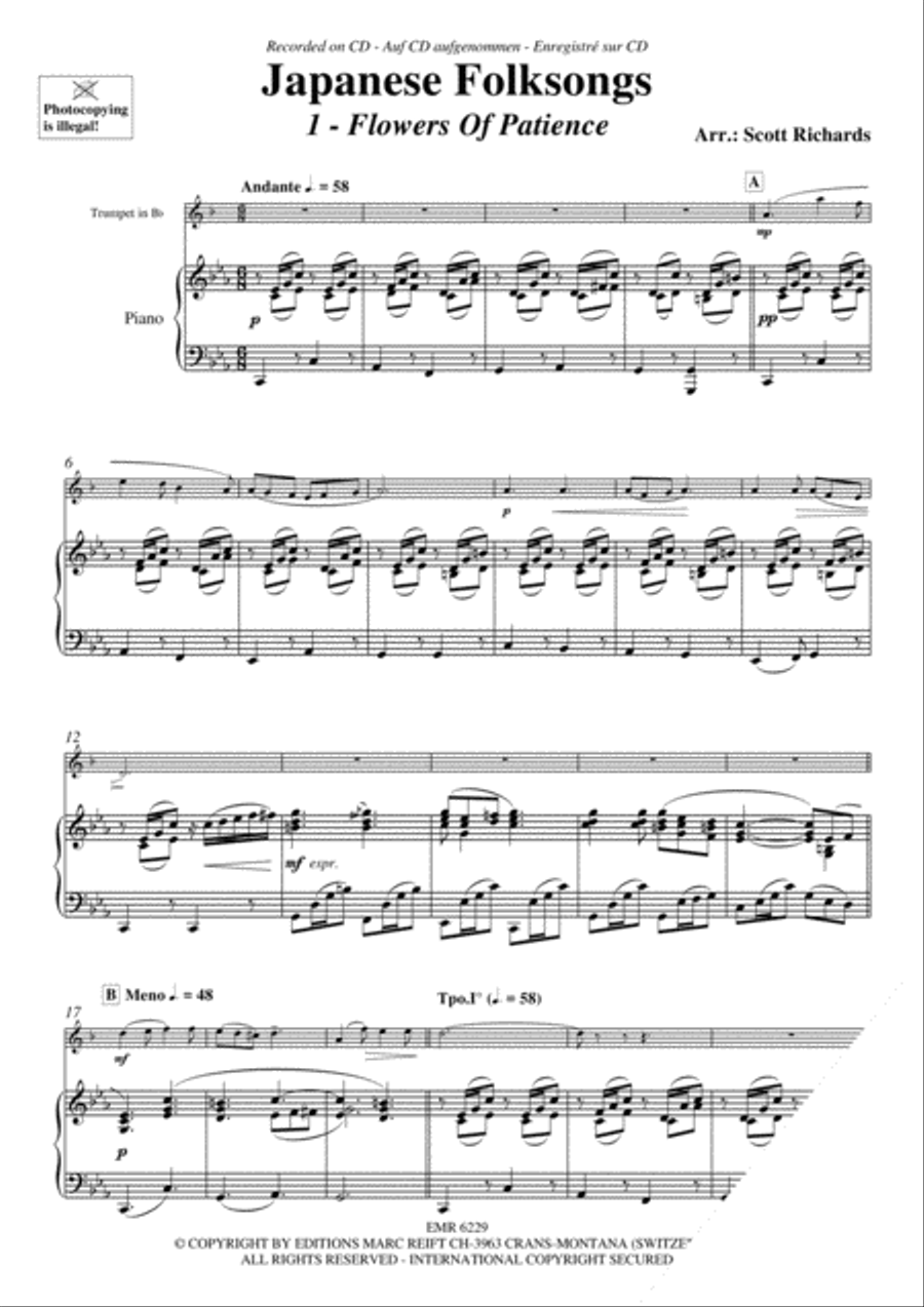 Japanese Folksongs Trumpet Solo scores gallery preview page 3