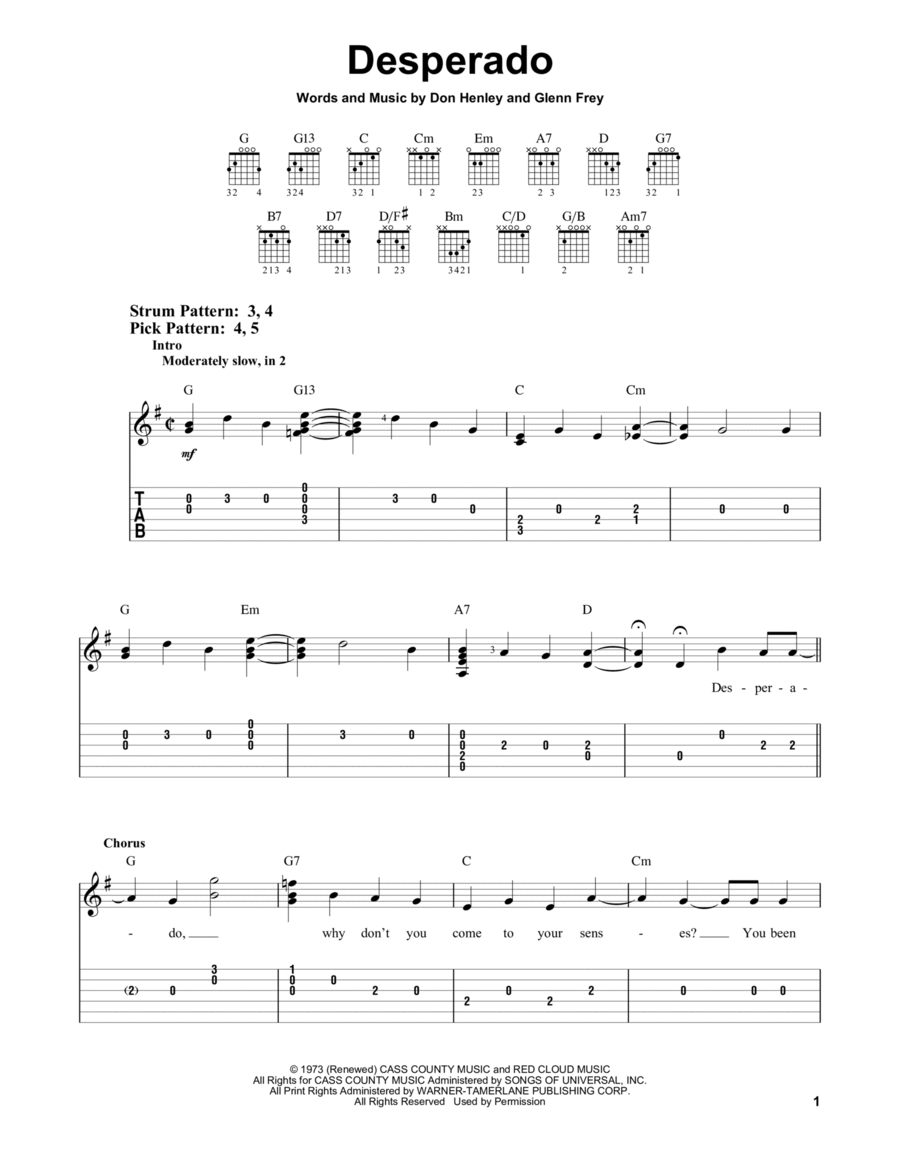 Desperado Acoustic Guitar scores gallery preview page 1