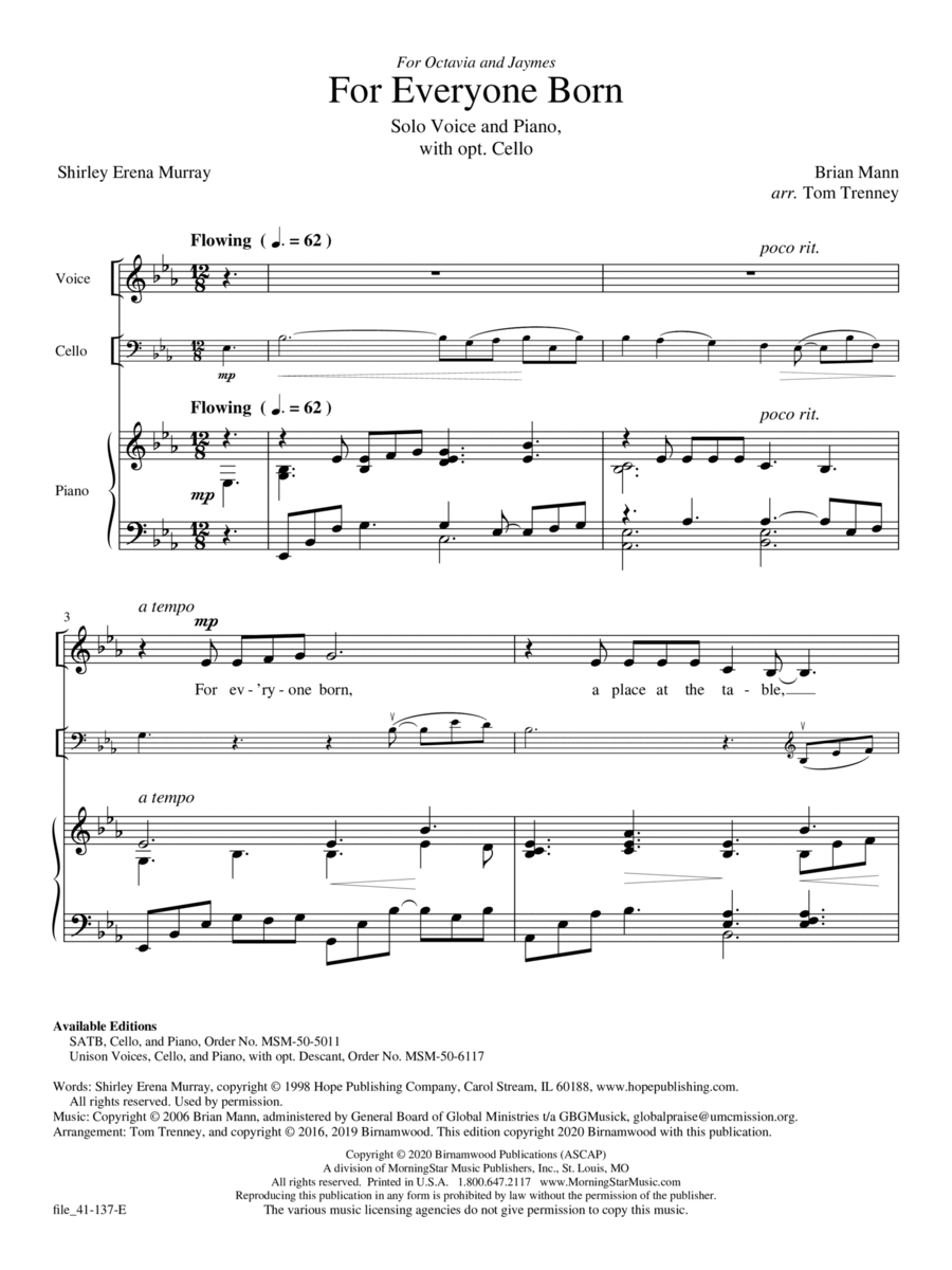 For Everyone Born Voice Solo scores gallery preview page 1