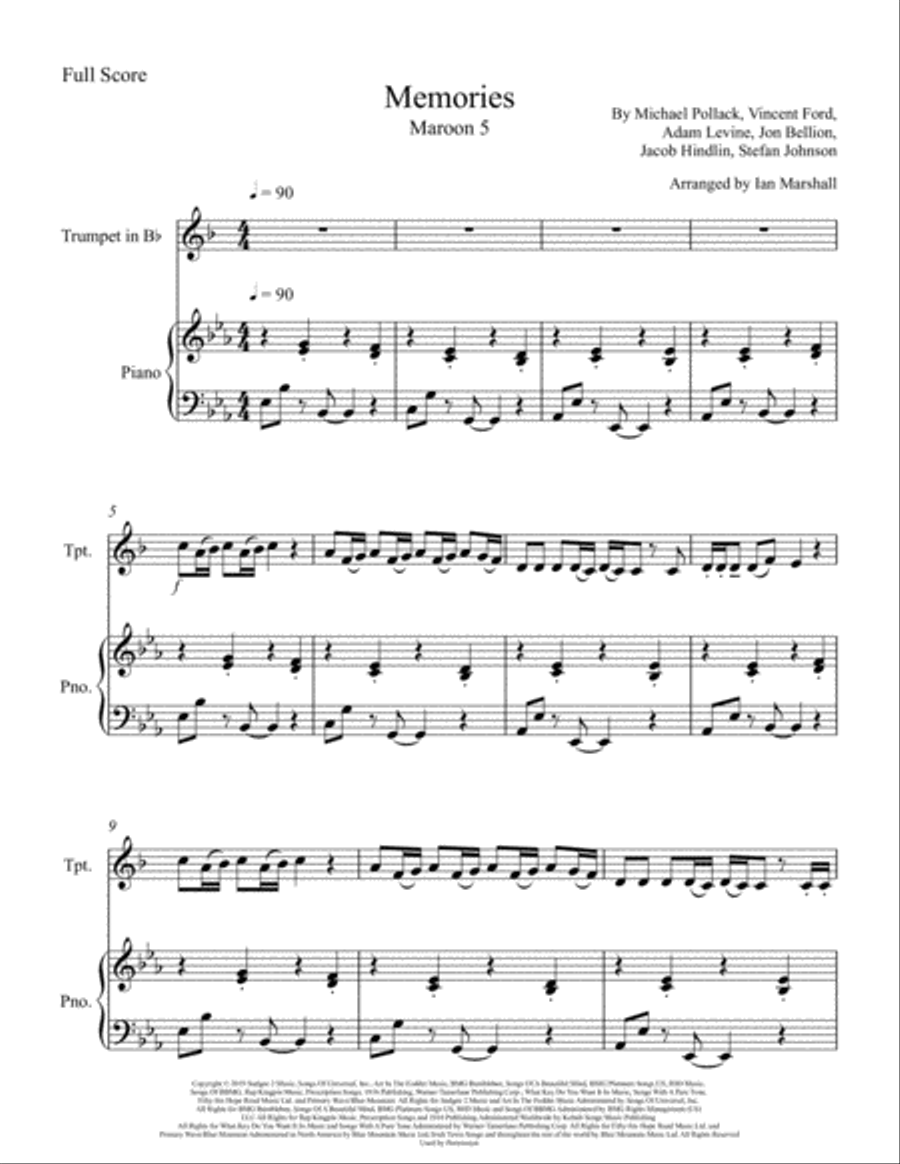 Memories Trumpet Solo scores gallery preview page 3
