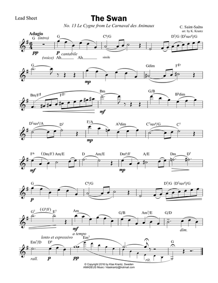The Swan / Le cygne (G Major) lead sheet image number null