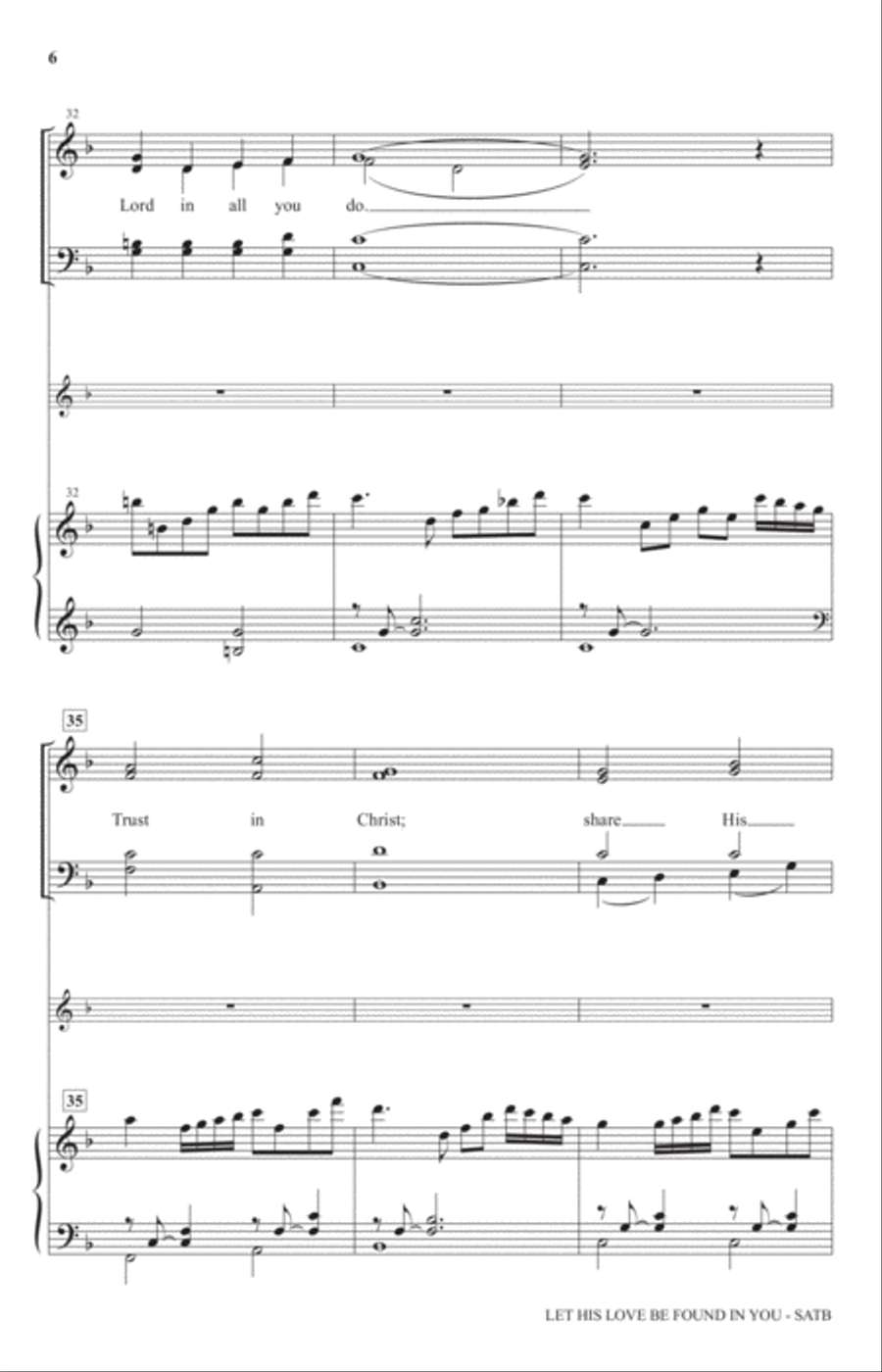 Let His Love Be Found In You 4-Part scores gallery preview page 5