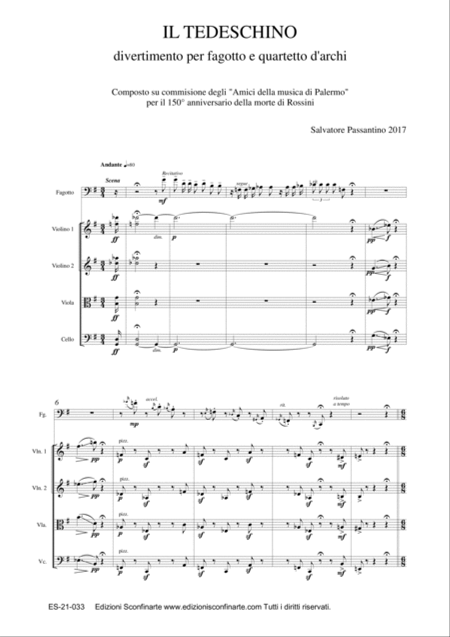 Salvatore Passantino: IL TEDESCHINO (ES-21-033) - Score Only String Quartet scores gallery preview page 5