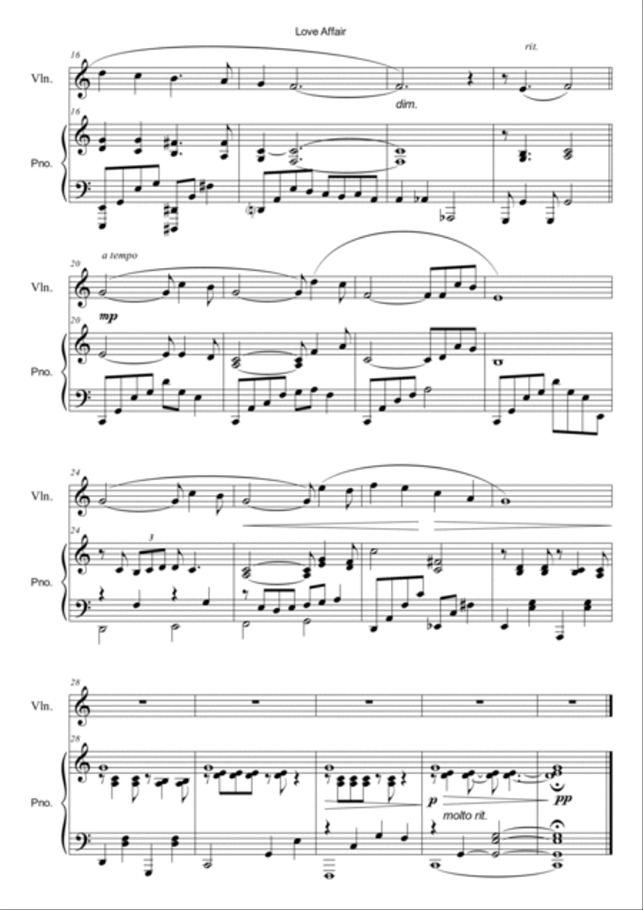 Love Affair (title Theme) Violin Solo scores gallery preview page 2