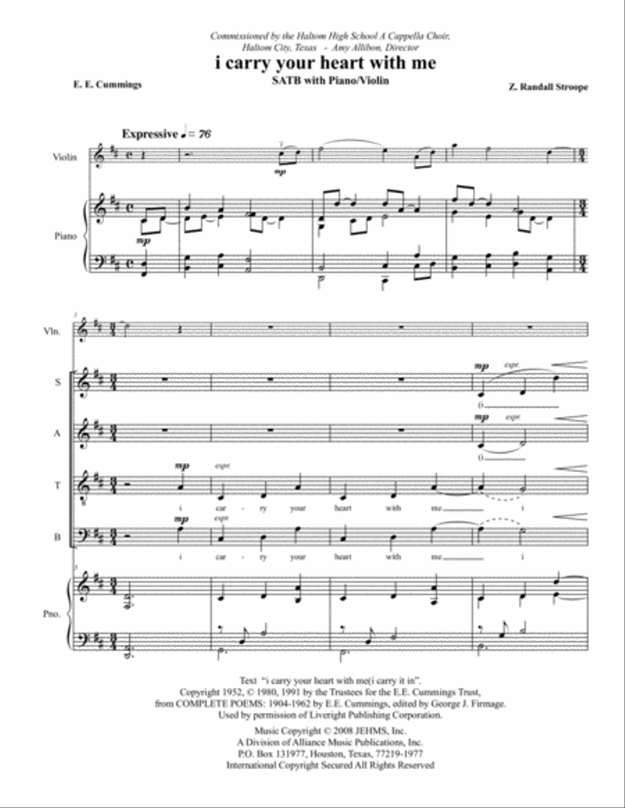 i carry your heart with me 4-Part scores gallery preview page 5