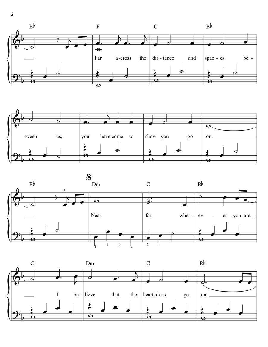 My Heart Will Go On (Love Theme from Titanic) Easy Piano scores gallery preview page 2