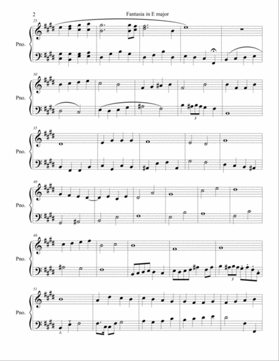Fantasia in E major Piano Solo scores gallery preview page 2