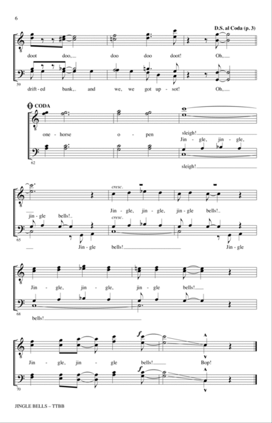 Jingle Bells (arr. Kirby Shaw) TTBB scores gallery preview page 5