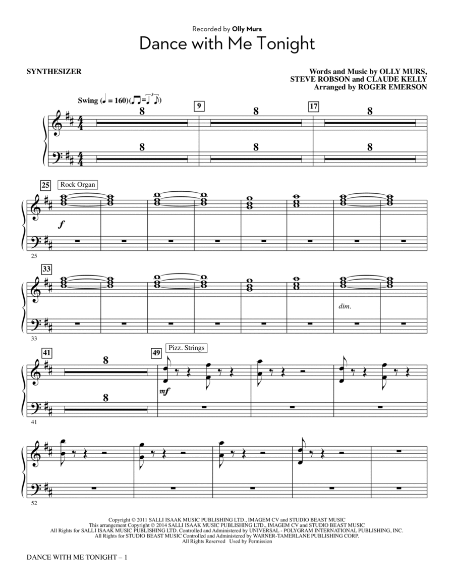 Dance with Me Tonight - Synthesizer Choir scores gallery preview page 1