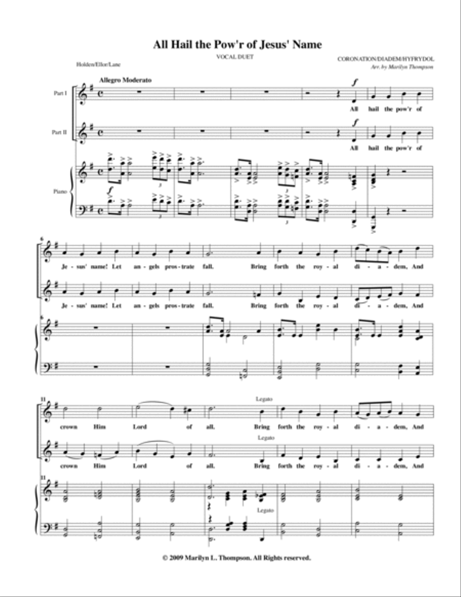 All Hail the Pow'r of Jesus' Name--Vocal Duet.pdf Vocal Duet scores gallery preview page 2