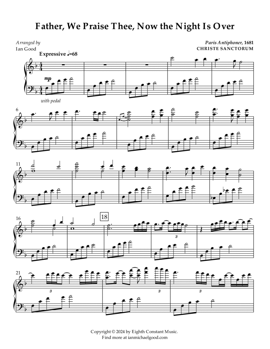 Father, We Praise Thee, Now the Night Is Over (new age piano) Piano Solo scores gallery preview page 1