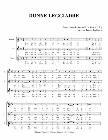 DONNE LEGGIADRE E BELLE - Antonelli da Rimini - For SAT Choir image number null