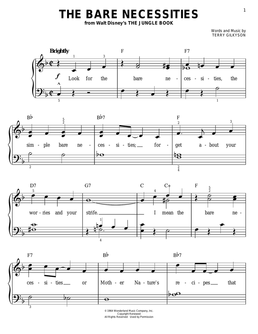 The Bare Necessities The Bare Necessities Easy Piano scores gallery preview page 1