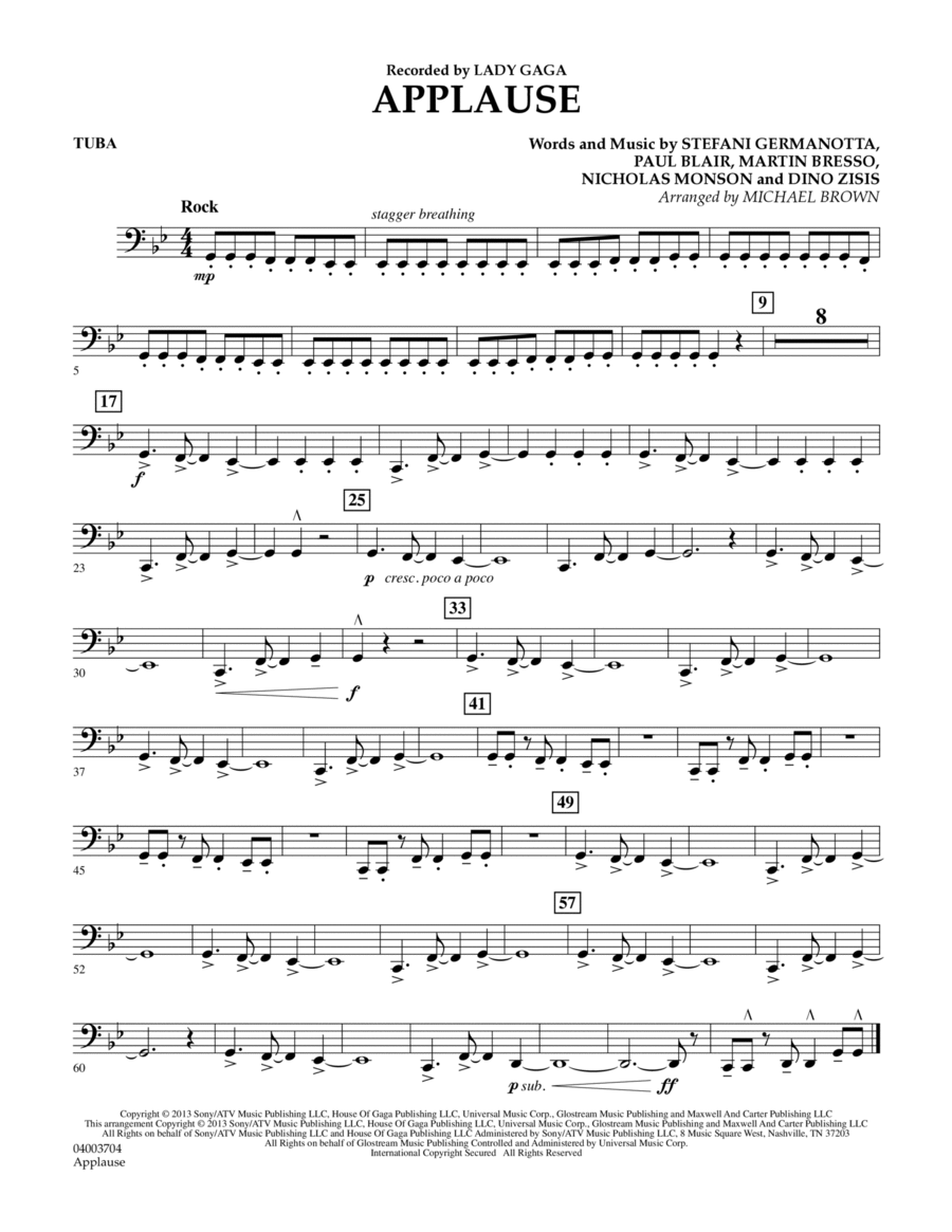 Applause - Tuba Concert Band scores gallery preview page 1