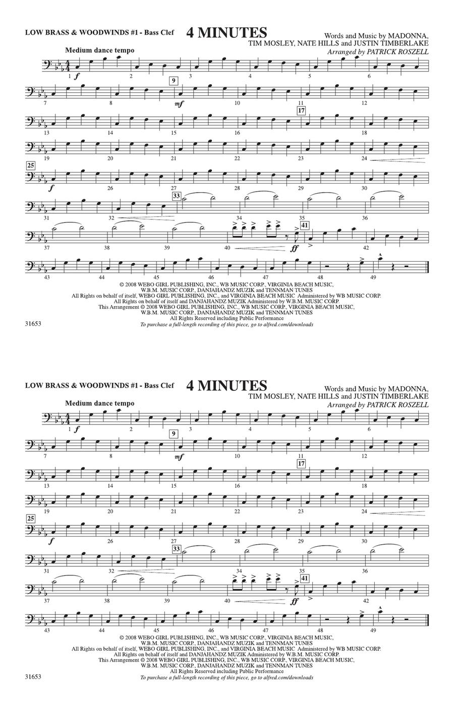 4 Minutes: Low Brass & Woodwinds #1 - Bass Clef