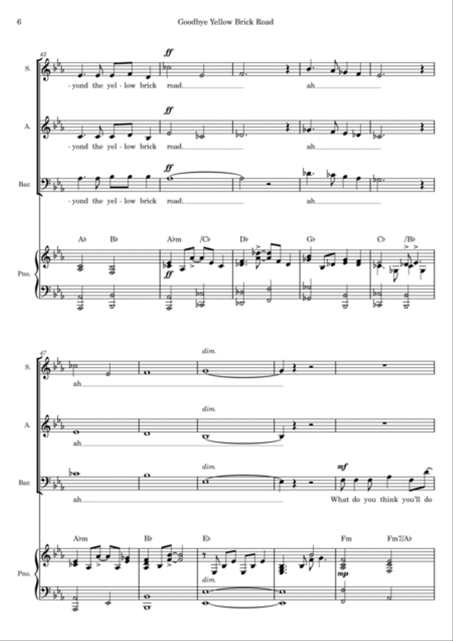 Goodbye Yellow Brick Road 3-Part scores gallery preview page 6