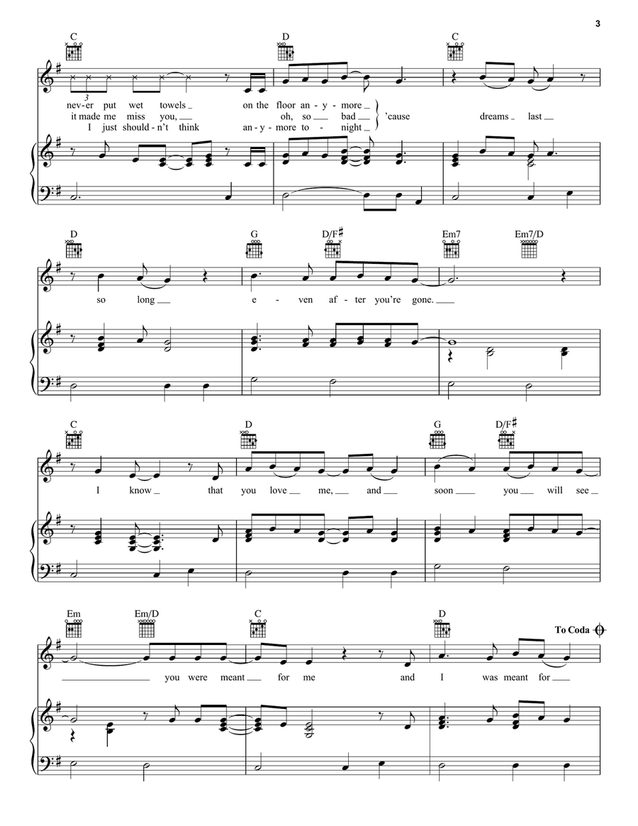 You Were Meant For Me Piano, Vocal, Guitar scores gallery preview page 3