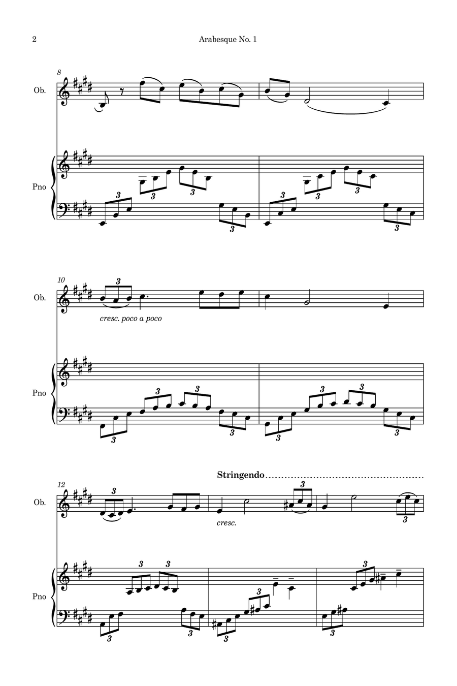 Arabesque No.1 (Simplified for Oboe and Piano) Piano scores gallery preview page 2