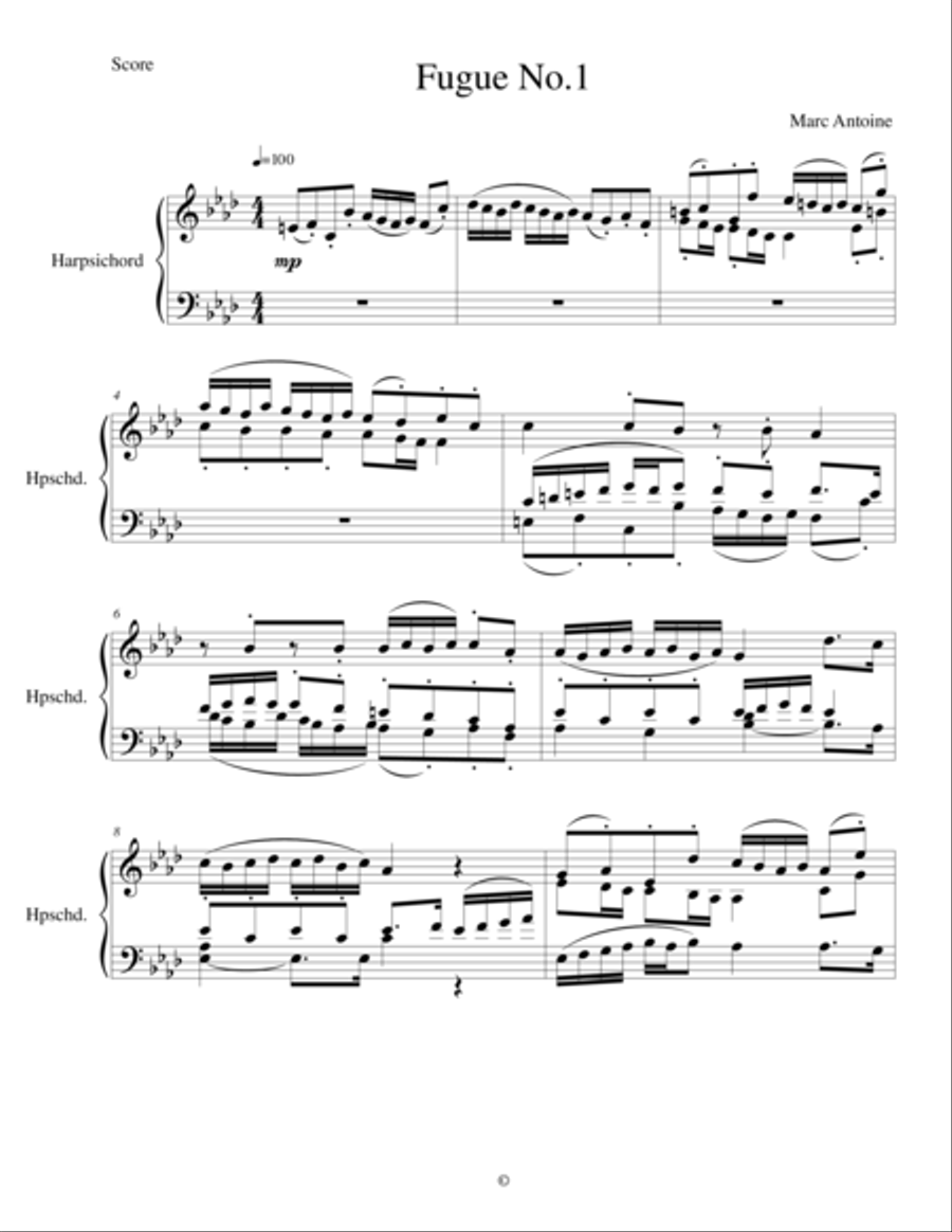 Fugue No.1 in F minor Fugue No.1 in F minor Piano scores gallery preview page 1