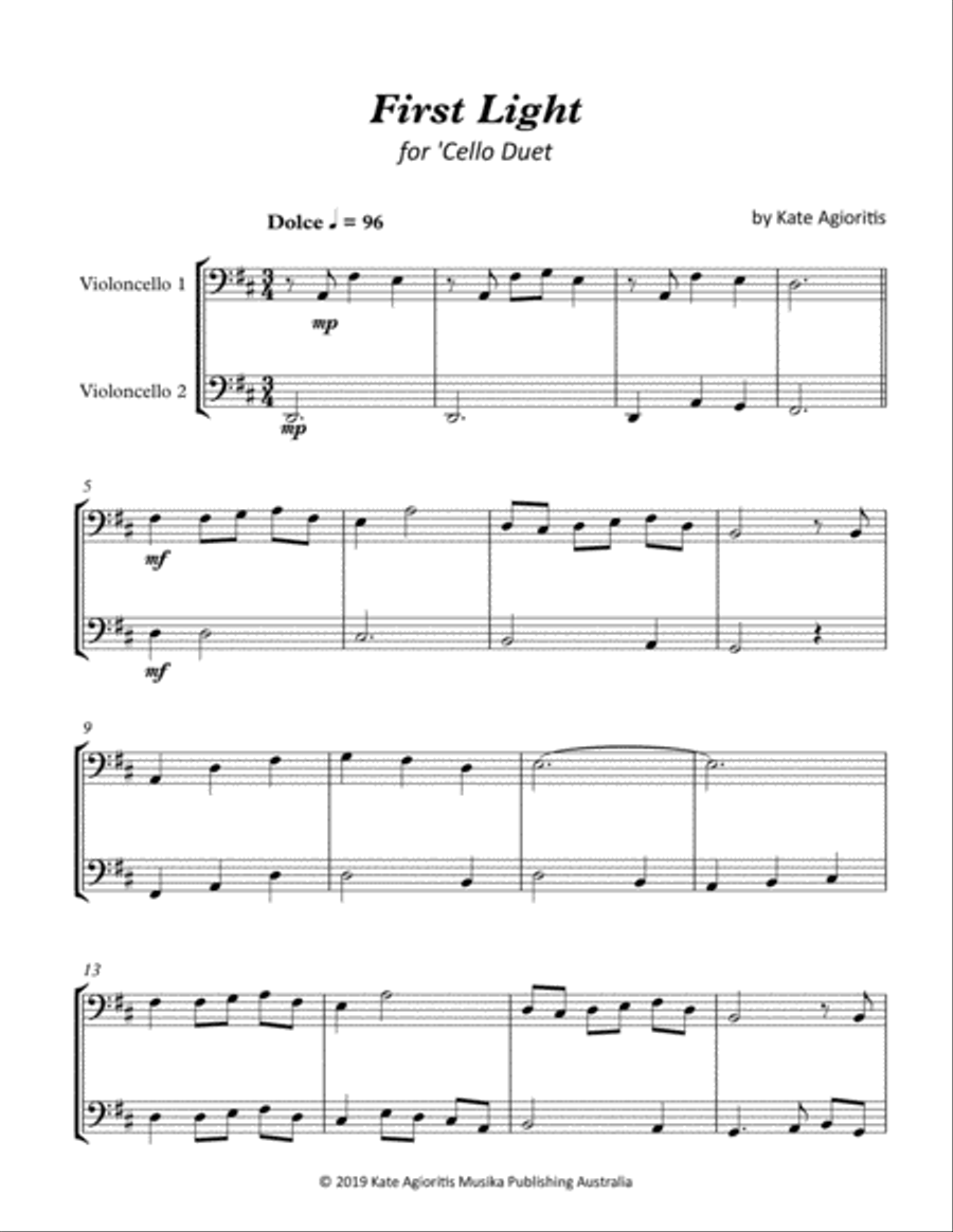 First Light - 'Cello Duet String Duet scores gallery preview page 2