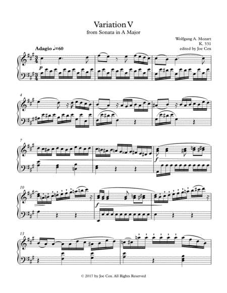 Variation V from Sonata in A Major K. 331