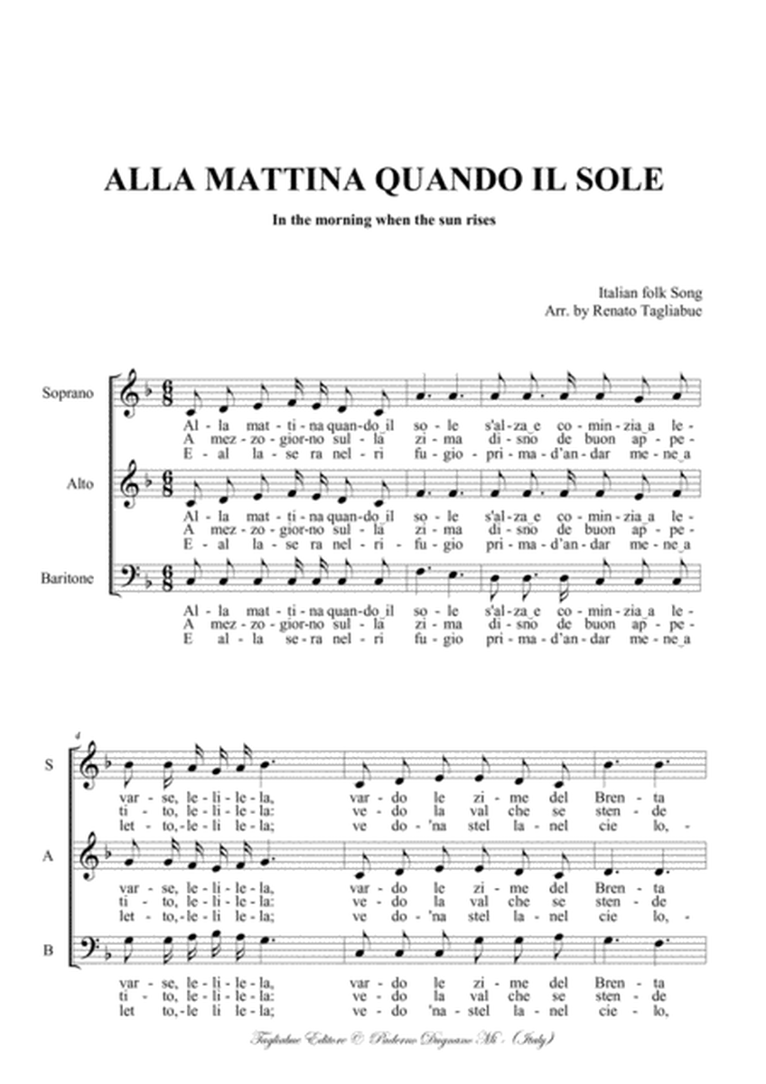 ALLA MATTINA QUANDO IL SOLE - (In the morning when the sun rises) - Italian Folk Song image number null