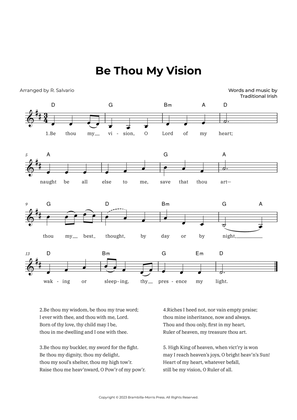 Book cover for Be Thou My Vision (Key of D Major)