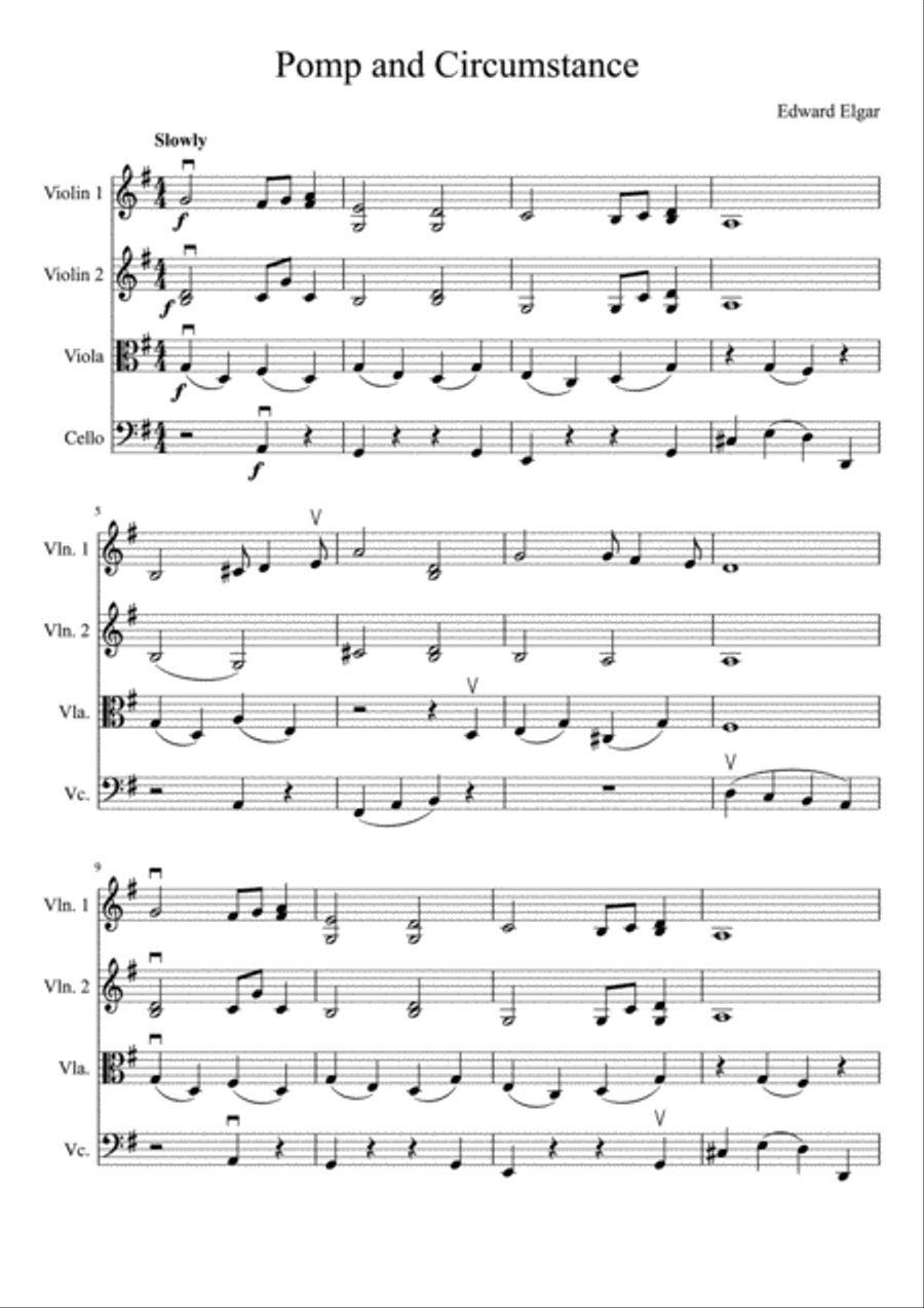Pomp and Circumstance Pomp and Circumstance String Quartet scores gallery preview page 2