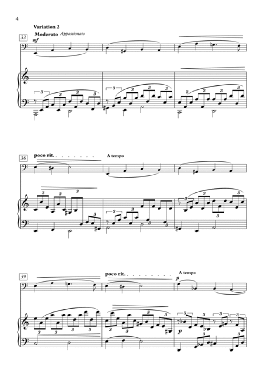 Thème et variations for Cello and Piano op. 2 No 2 Piano scores gallery preview page 4