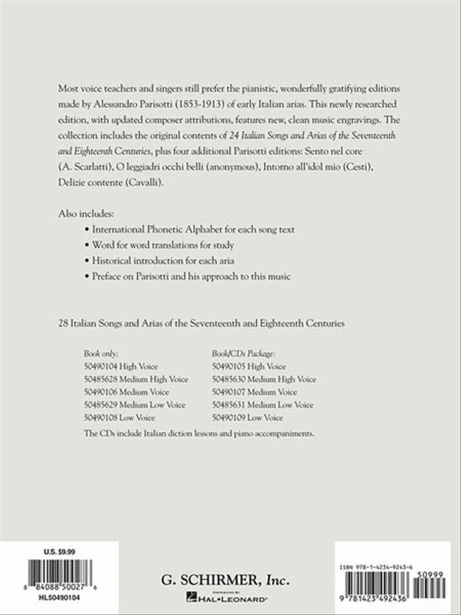 28 Italian Songs & Arias of the 17th & 18th Centuries High Voice scores gallery preview page 2
