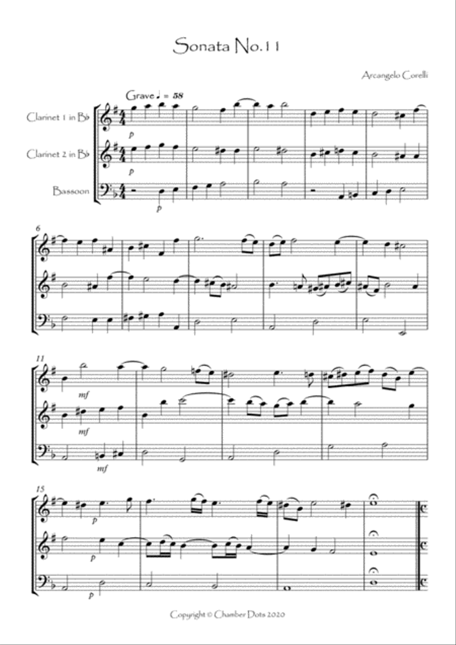 Sonata No.11 Woodwind Trio scores gallery preview page 2
