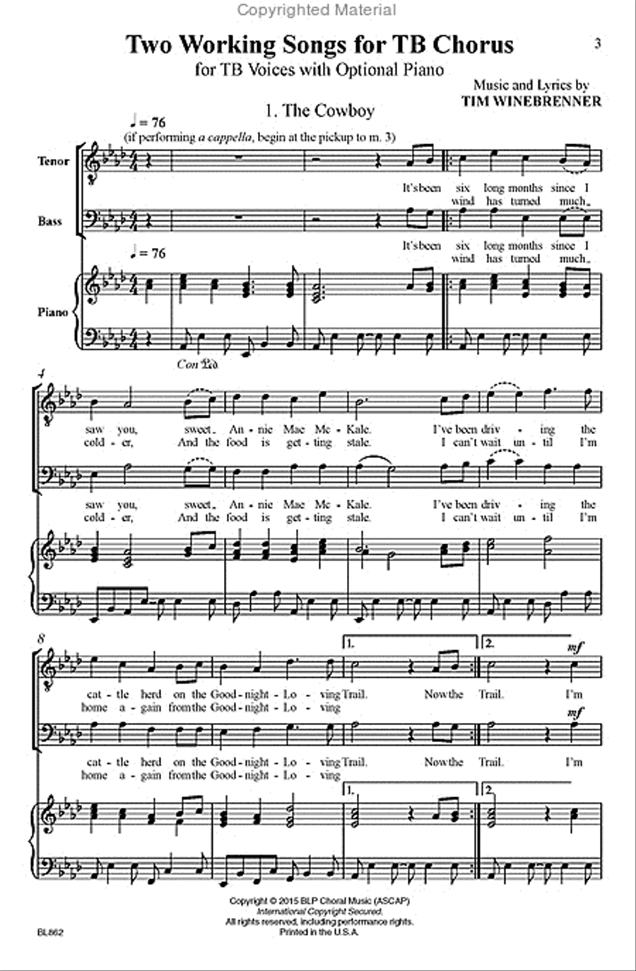 Two Working Songs for TB Chorus TB scores gallery preview page 2