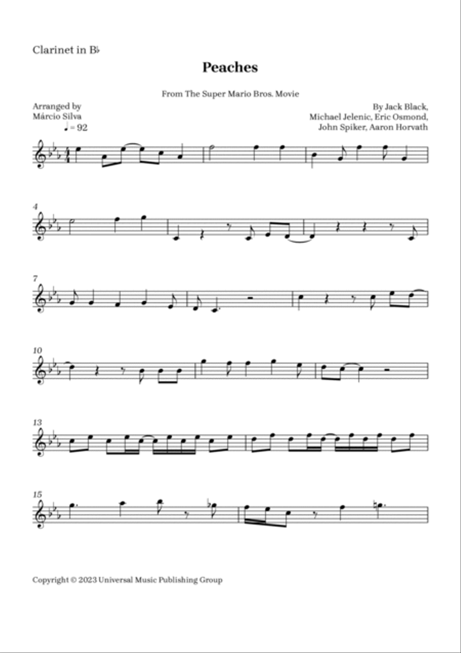 Peaches B-Flat Clarinet scores gallery preview page 4