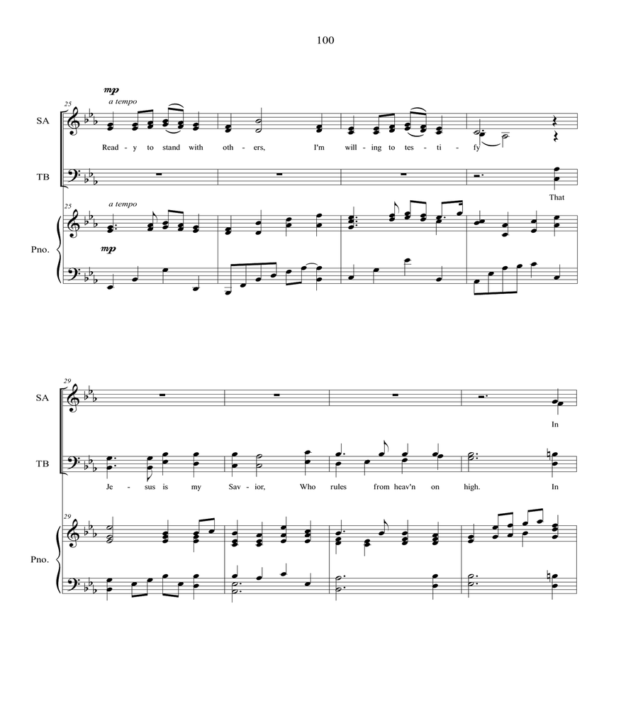 Standing As a Witness for Jesus Christ, sacred music for SATB choir image number null