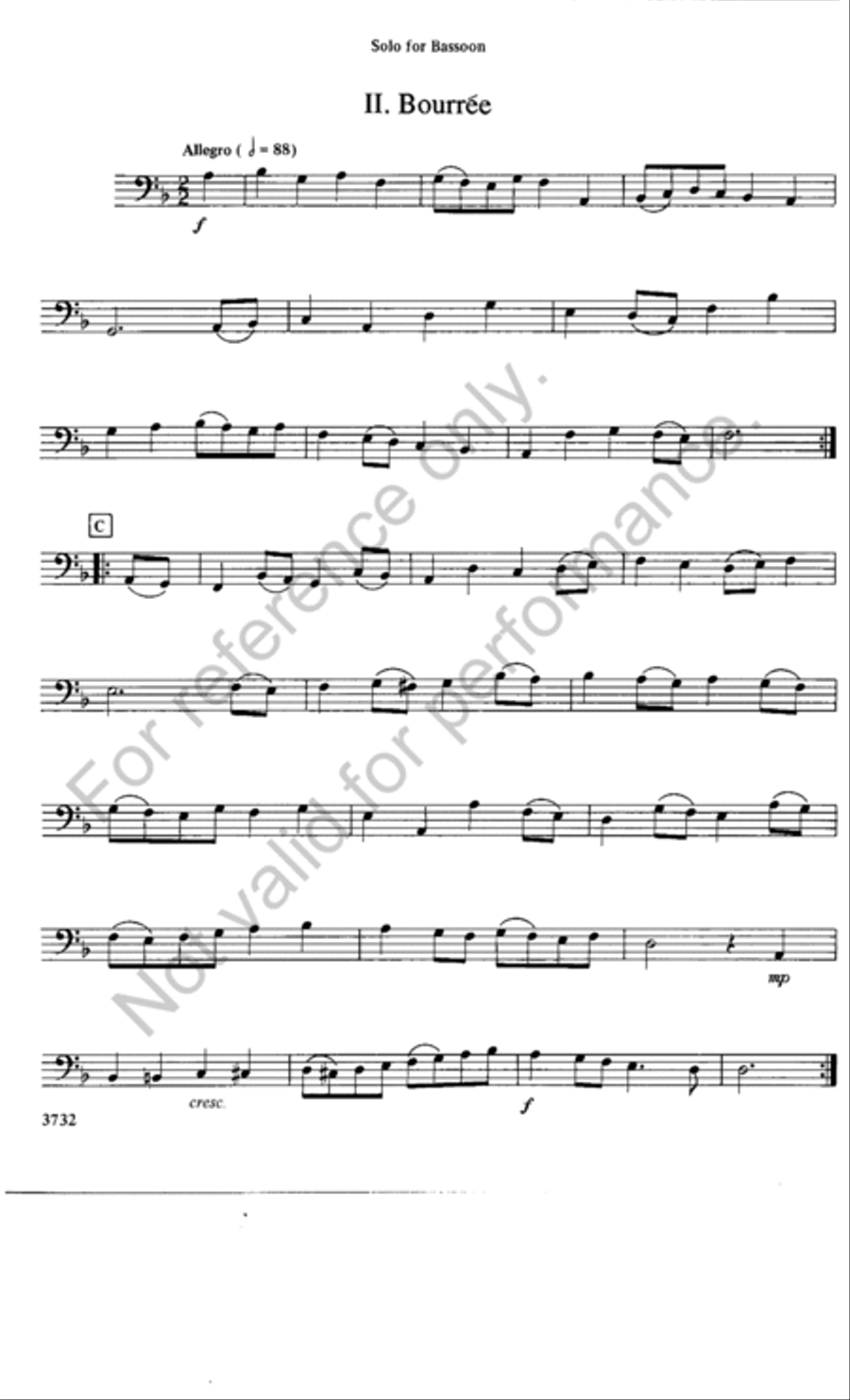 Largo and Bouree Largo and Bouree Bassoon Solo scores gallery preview page 3