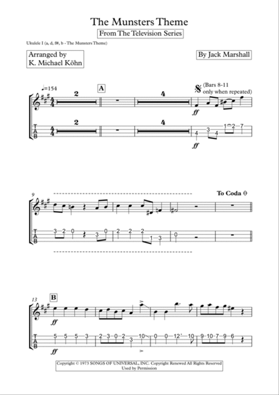 The Munsters Theme Ukulele scores gallery preview page 6