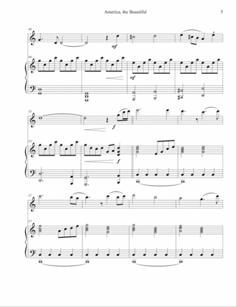 America, the Beautiful (Violin-Piano) Violin Solo scores gallery preview page 5