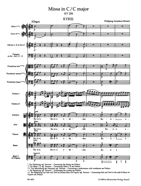 Missa C major, KV 258