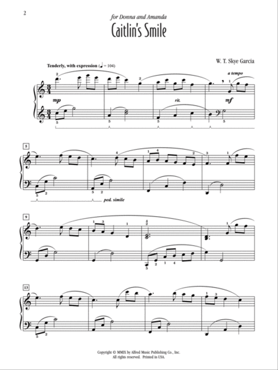 Caitlin's Smile Piano Solo scores gallery preview page 2