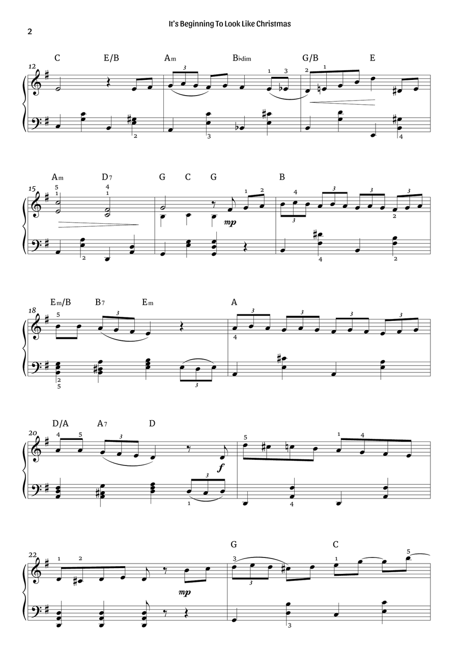 It's Beginning To Look Like Christmas Piano Solo scores gallery preview page 2